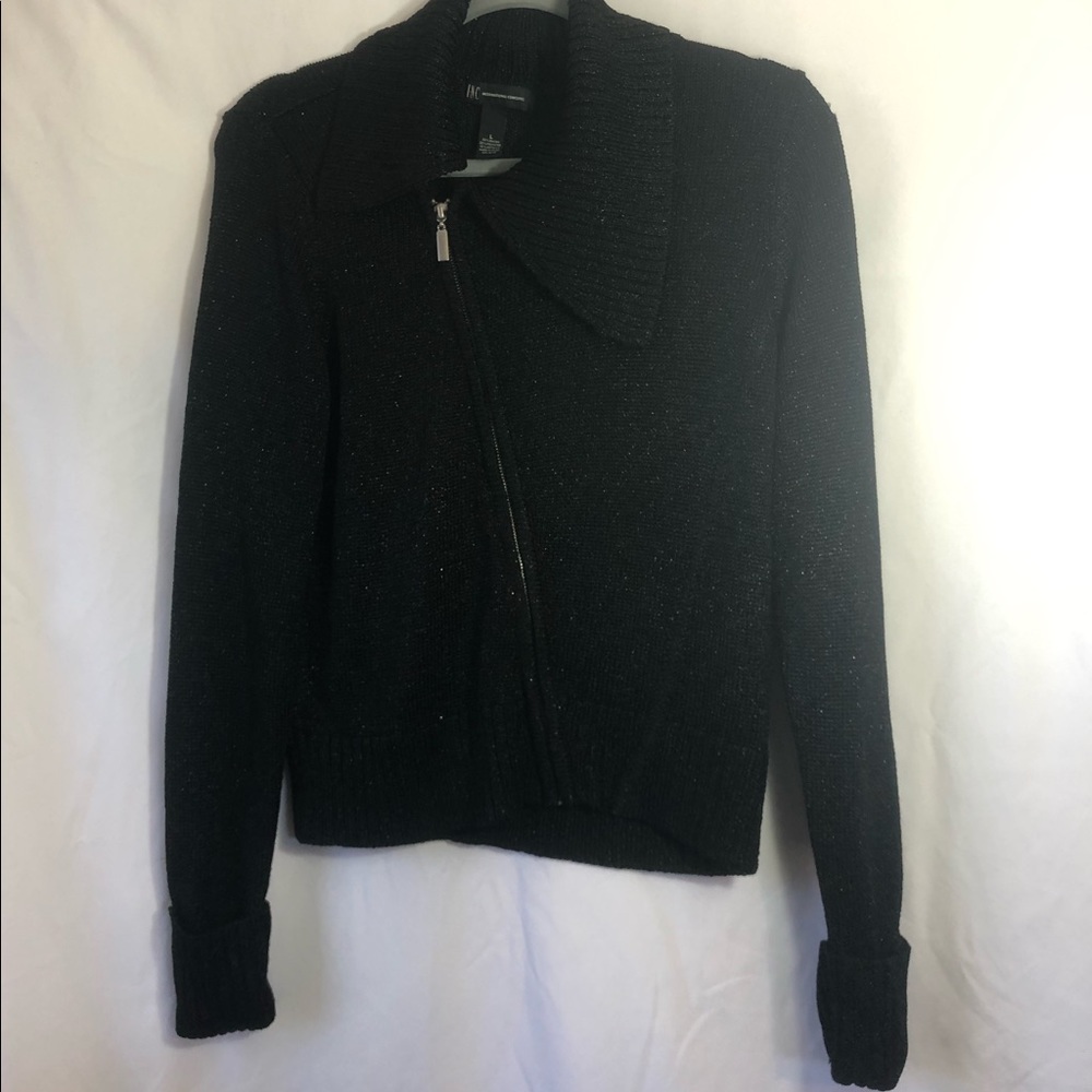 **SOLD** Black INC shimmer knit zip up sweater